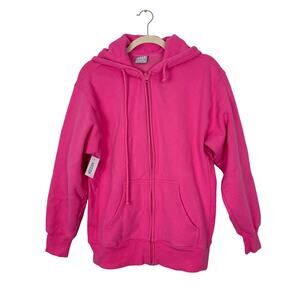 NWT Aritzia TNA Cozy Fleece Boyfriend Zip-Up Hoodie in Cosmo Pink Size XS